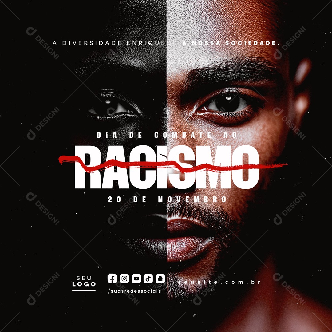 Dia de Combate ao Racismo 20 de Novembro Social Media PSD Editável