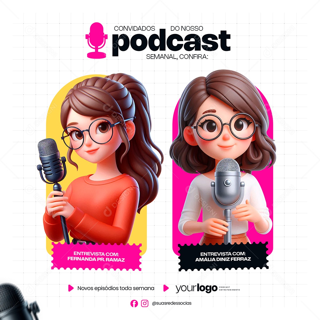 Podcast Entrevista Social Media PSD Editável