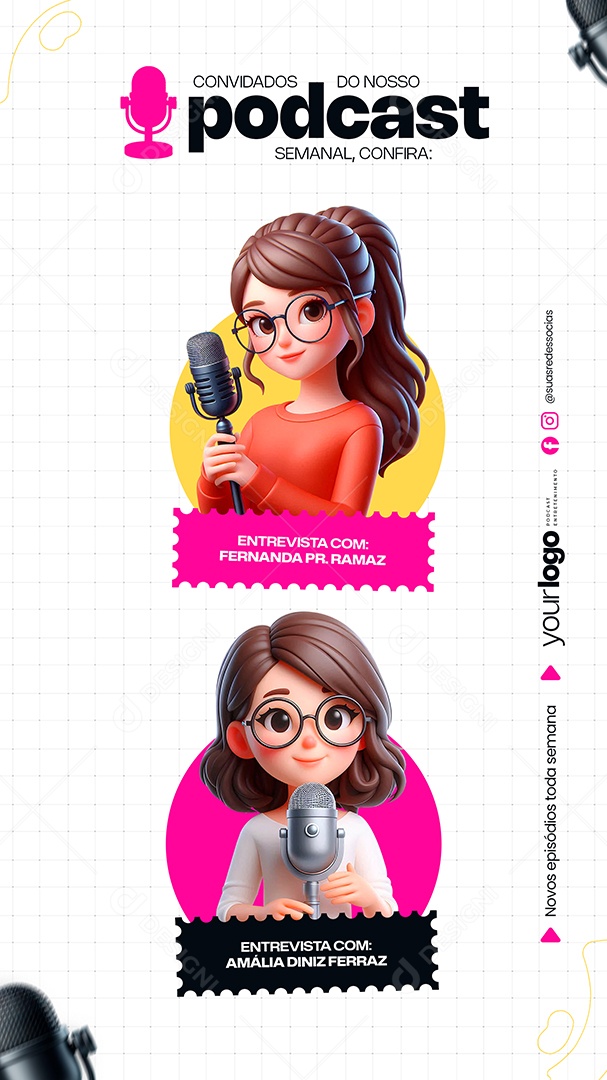Story Entrevista Podcast Social Media PSD Editável