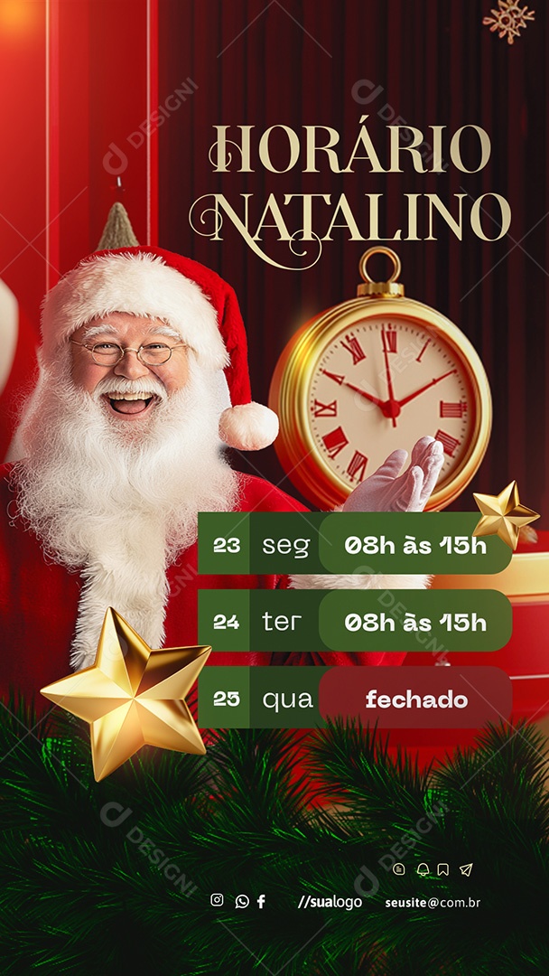 Story Horário Natalino de Funcionamento Social Media PSD Editável
