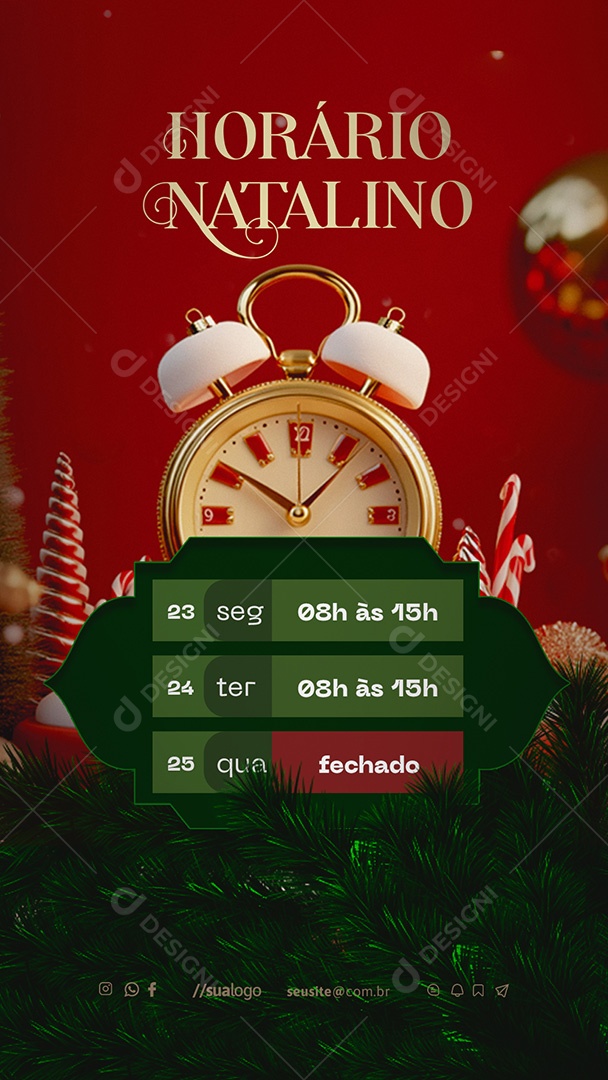Story Horário Natalino de Funcionamento Social Media PSD Editável