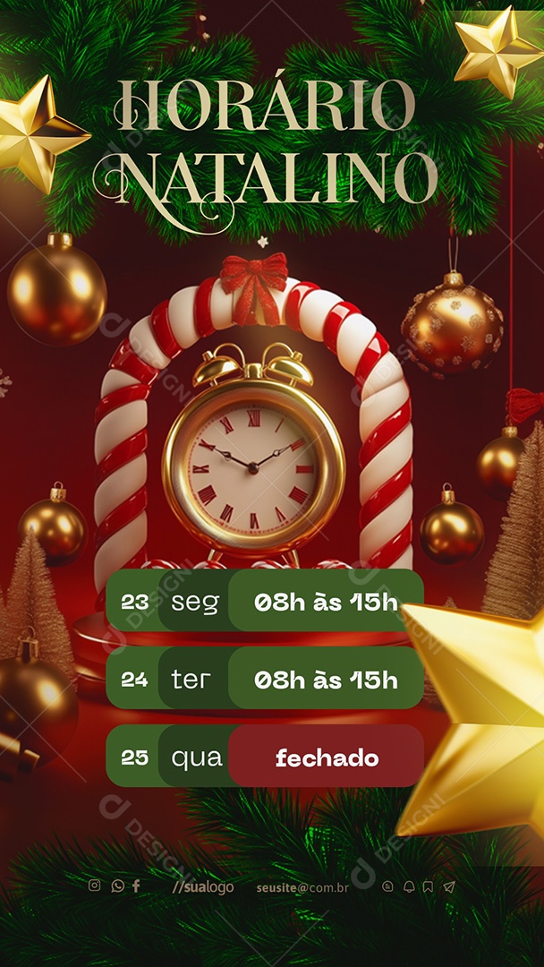 Story Horário Natalino de Funcionamento Social Media PSD Editável