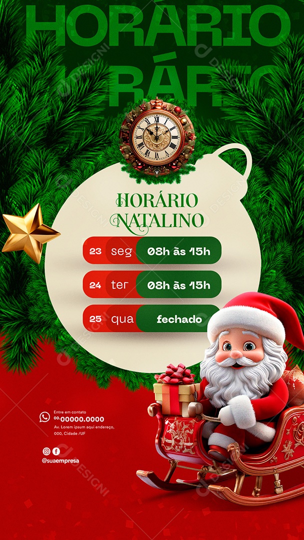 Story Horário Natalino de Funcionamento Social Media PSD Editável