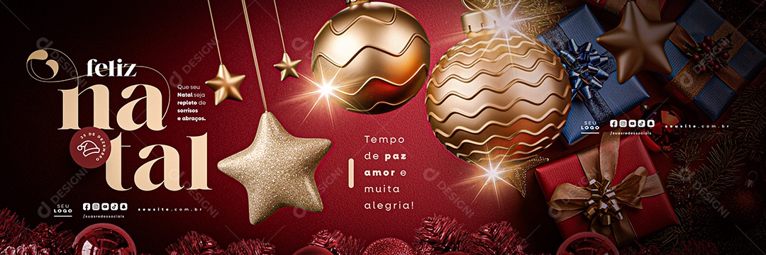 Carrossel Feliz Natal 25 de Dezembro Social Media PSD Editável