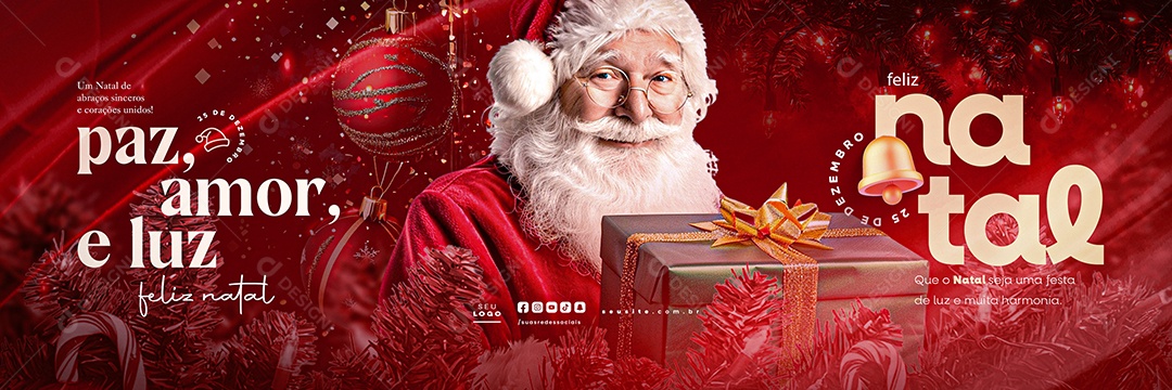 Carrossel Feliz Natal 25 de Dezembro Paz Amor e Luz Social Media PSD Editável