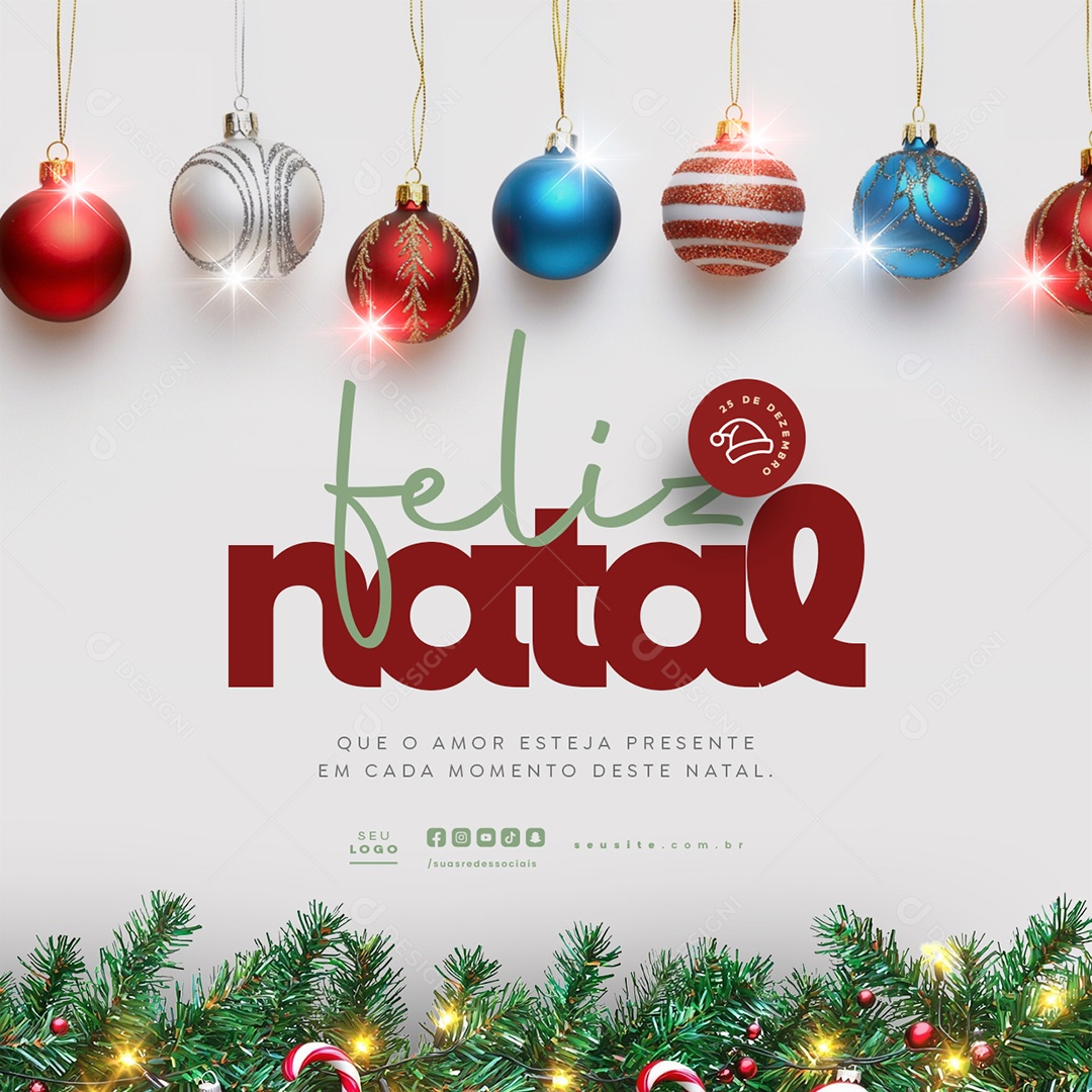 Feliz Natal 25 de Dezembro Social Media PSD Editável
