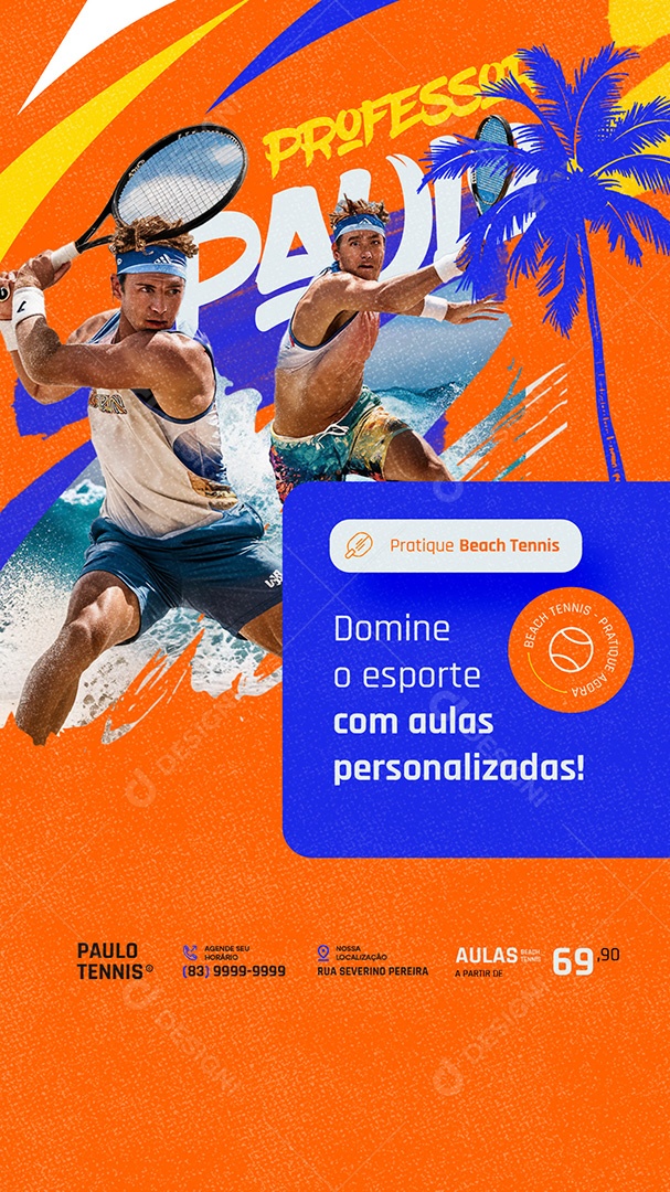 Story Beach Tennis Domine o Esporte Com Aulas Personalizadas Social Media PSD Editável