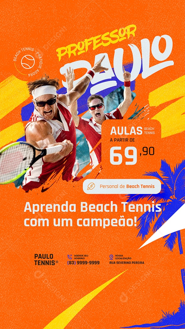 Story Aprenda Beach Tennis Com Um Campeão Social Media PSD Editável