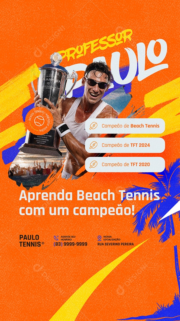 Story Aprenda Beach Tennis Com Um Campeão Social Media PSD Editável