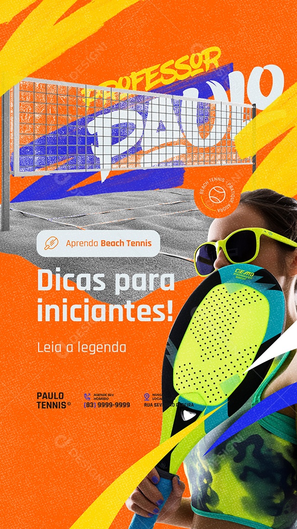 Story Beach Tennis Dicas Para Iniciantes Social Media PSD Editável