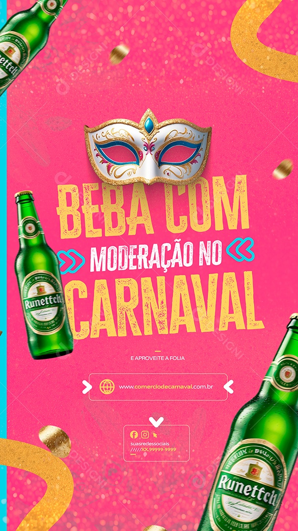 Story Beba Com Moderação no Carnaval Social Media PSD Editável