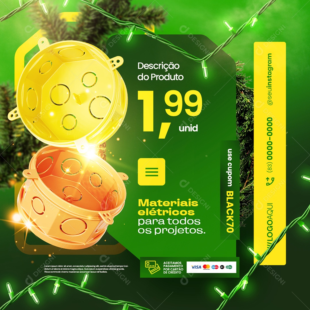 Loja de Materiais Elétricos Para Todos Os Projetos Social Media PSD Editável