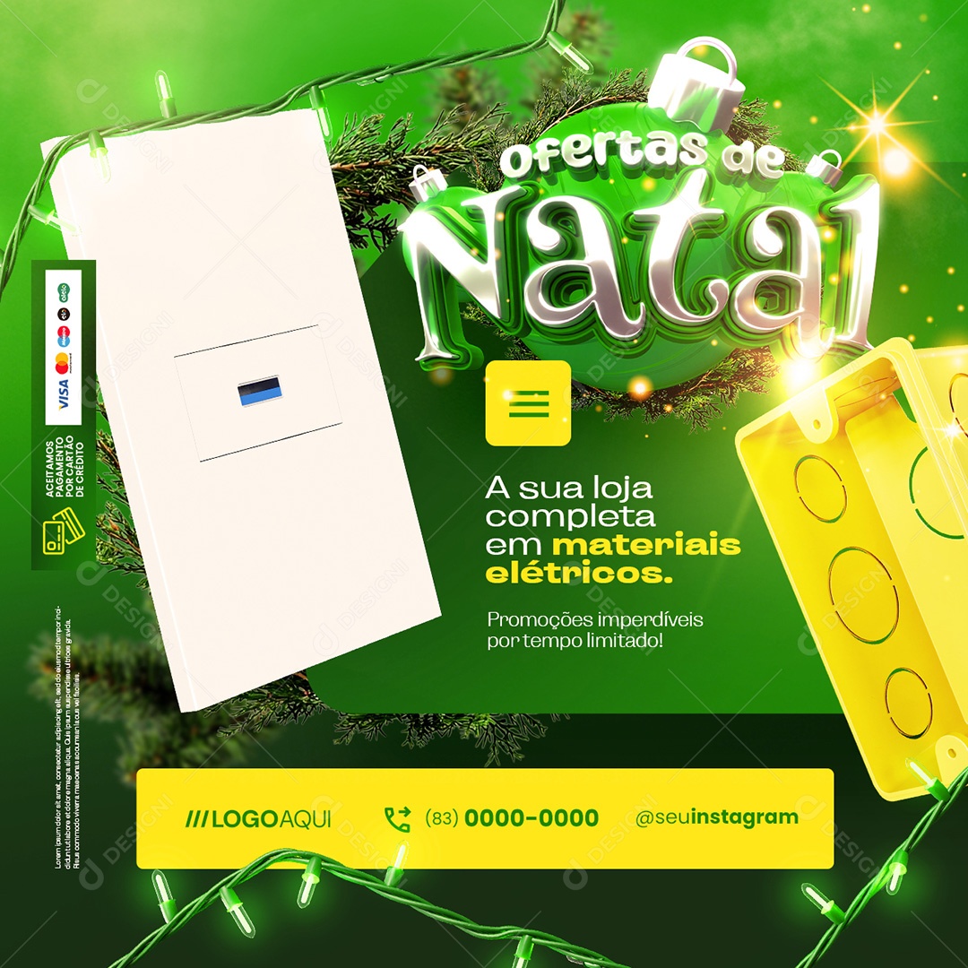 Loja de Materiais Elétricos Ofertas de Natal Sua loja Completa Social Media PSD Editável