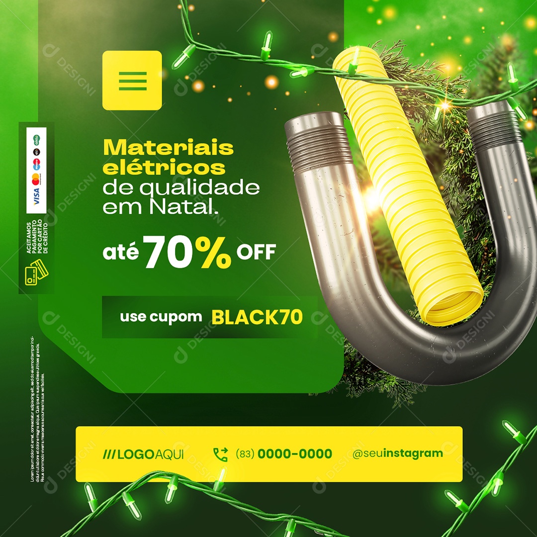 Materiais Elétricos de Qualidade Em Natal Social Media PSD Editável