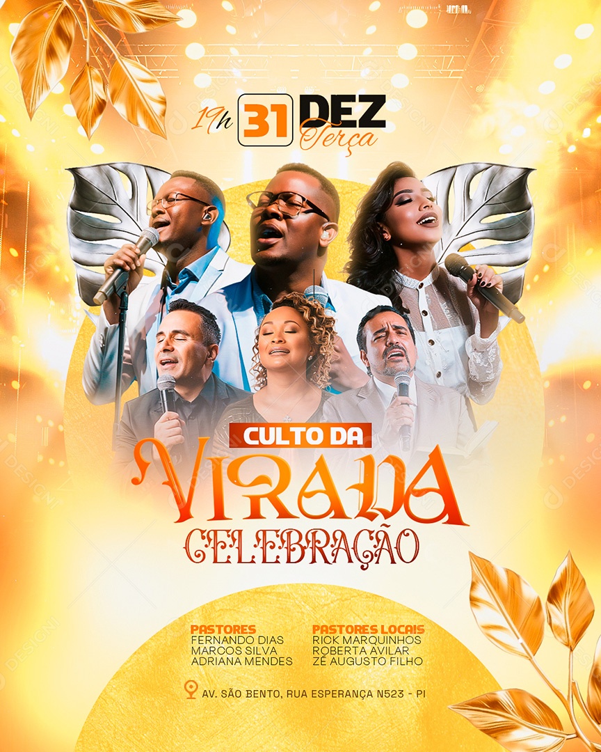 Gospel Culto da Virada Social Media PSD Editável