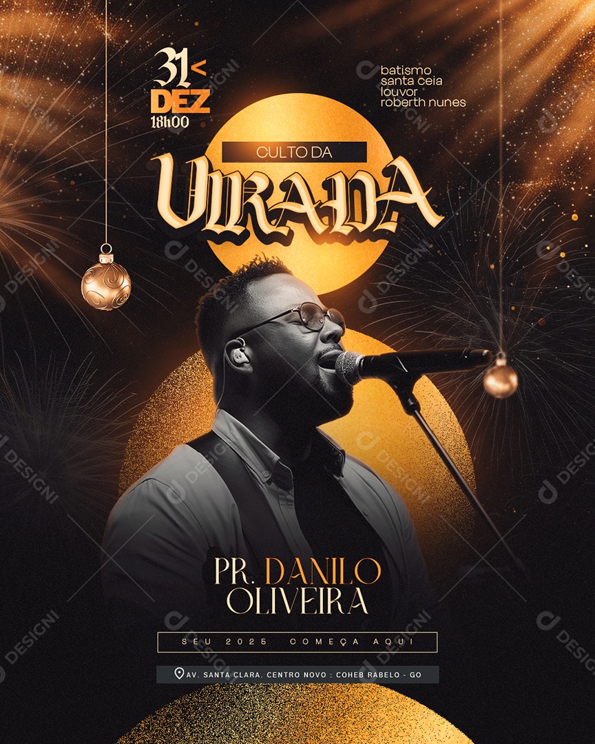 Gospel Culto de Louvor Virada de Ano Social Media PSD Editável