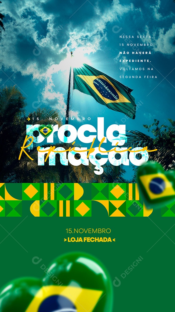 Story Dia da Proclamação Da República 15 De Novembro Social Media PSD Editável