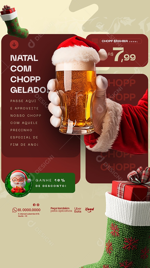 Story Ofertas de Natal de Promoção de Cerveja Social Media PSD Editável