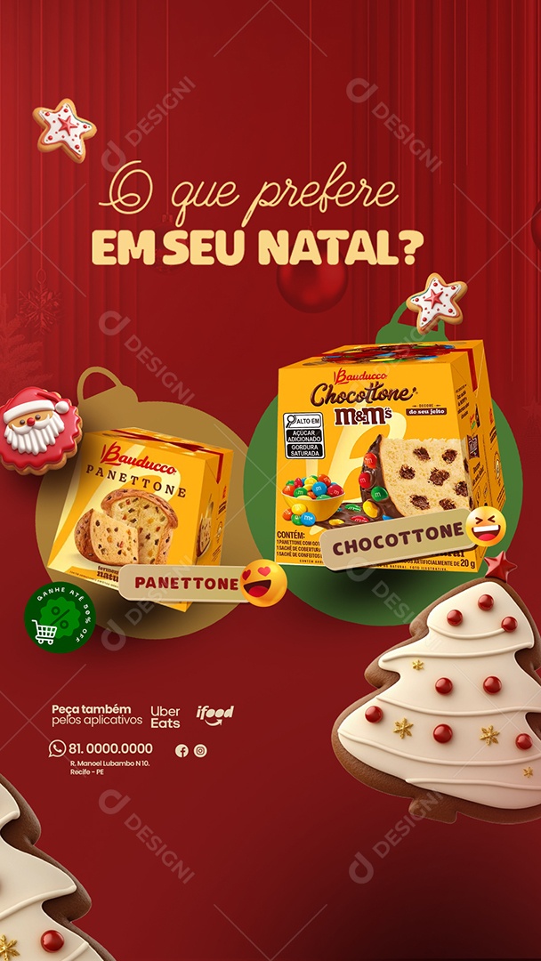 Story Ofertas de Natal de Promoção de Panetone Social Media PSD Editável