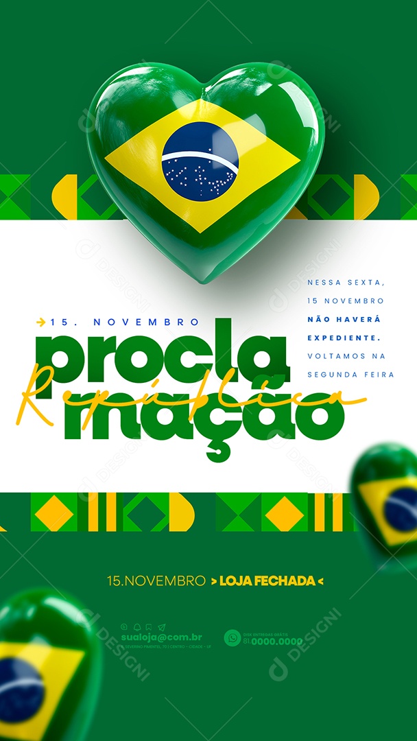 Story Dia da Proclamação Da República 15 De Novembro Social Media PSD Editável
