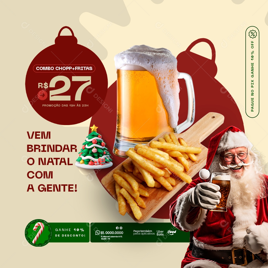 Story Ofertas de Natal de Promoção de Batata Frita Social Media PSD Editável