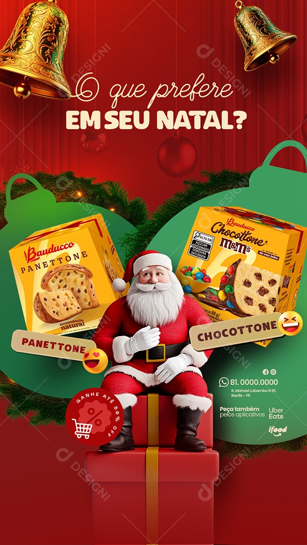 Story Ofertas de Natal de Promoção de Supermercado Social Media PSD Editável