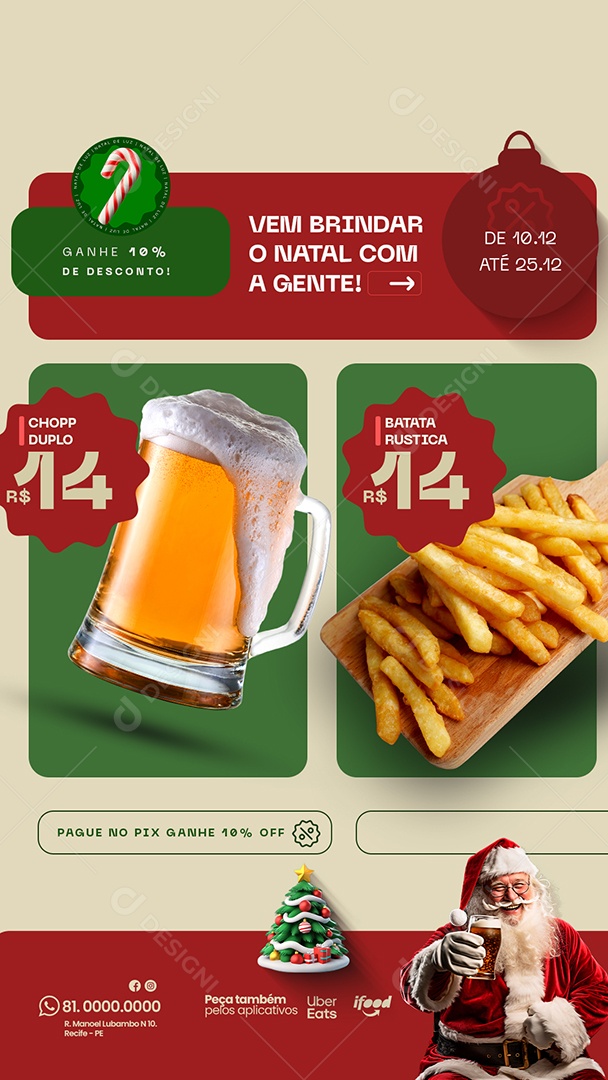 Story Ofertas de Natal de Promoção de Supermercado Social Media PSD Editável