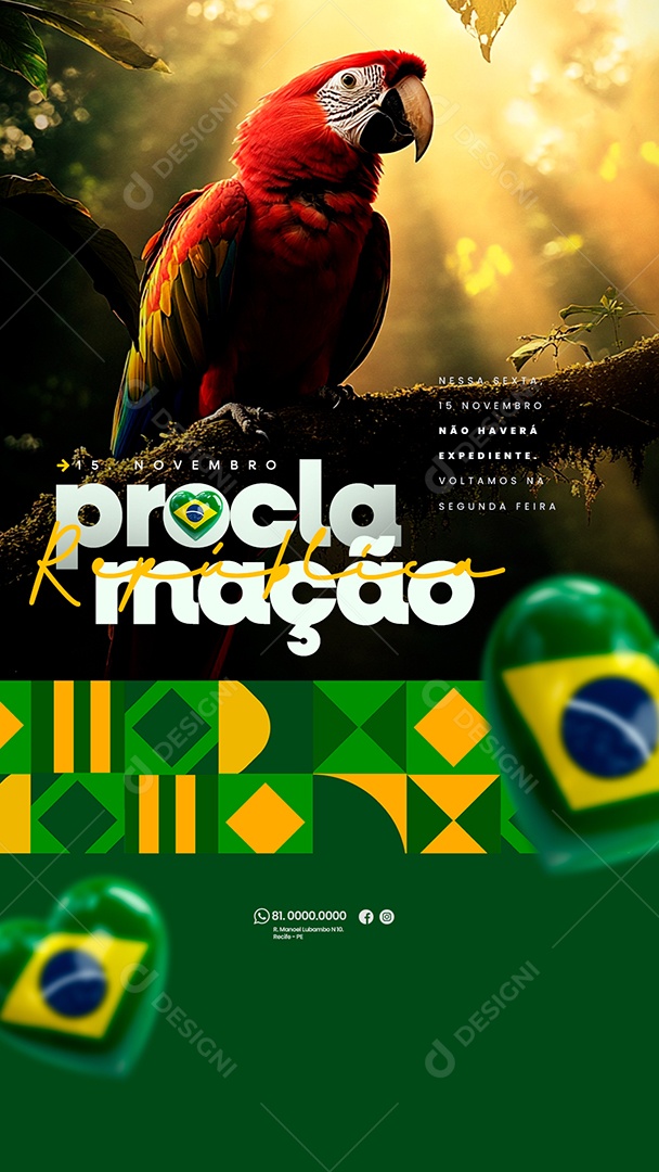 Story Dia da Proclamação Da República 15 De Novembro Social Media PSD Editável