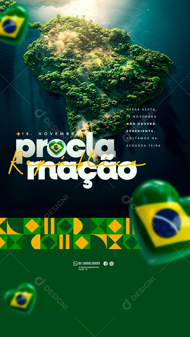 Story Dia da Proclamação Da República 15 De Novembro Social Media PSD Editável