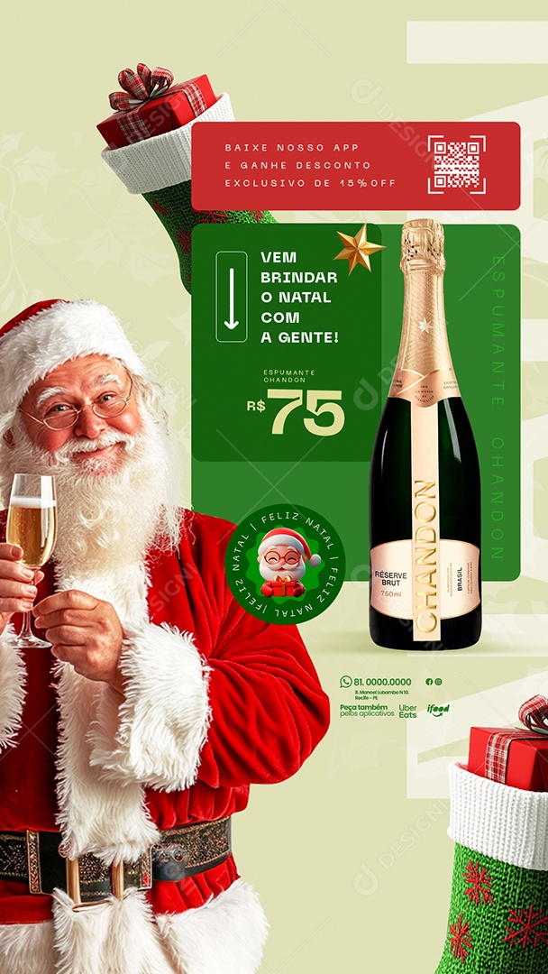 Story Ofertas de Natal de Promoção de Champanhe Social Media PSD Editável
