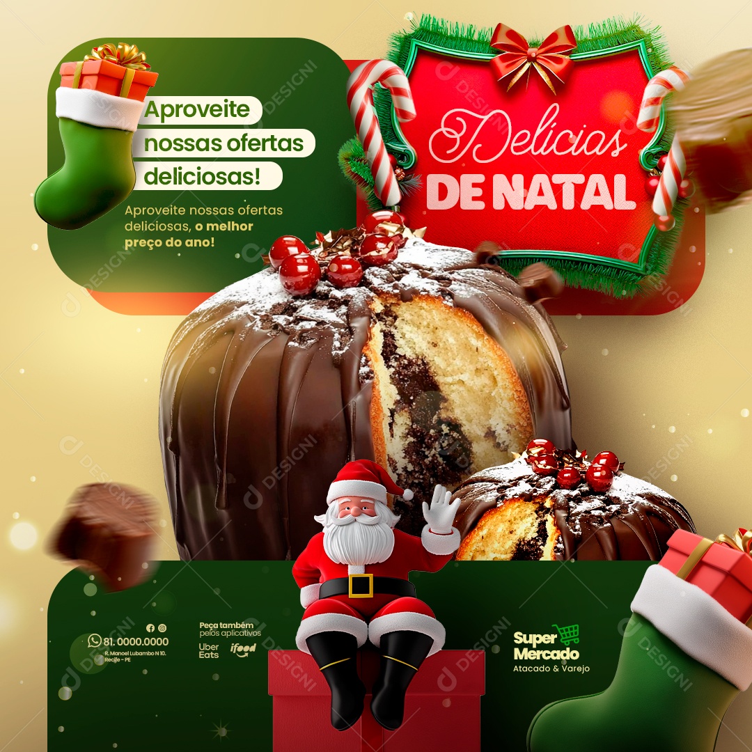 Ofertas de Natal de Promoção de Supermercado Social Media PSD Editável