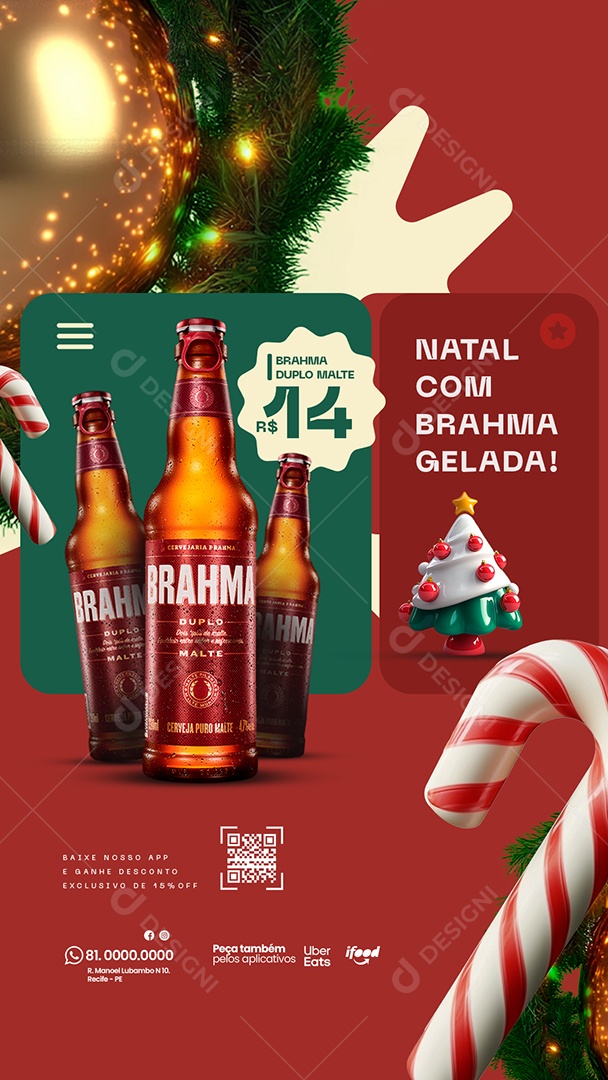 Story Oferta de Natal de Promoção de Brahma Social Media PSD Editável