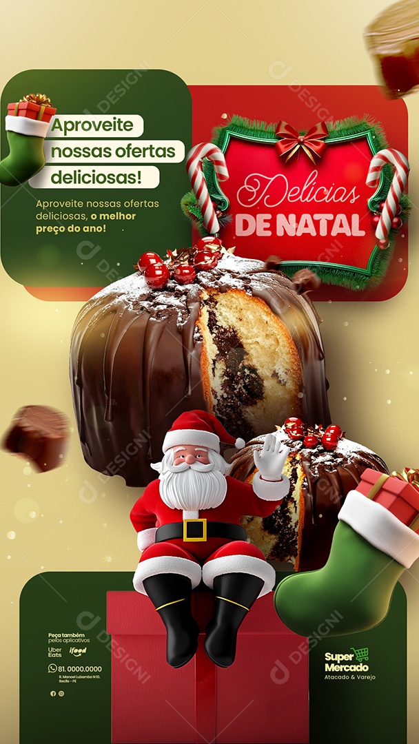Story Oferta de Natal de Mercado Social Media PSD Editável