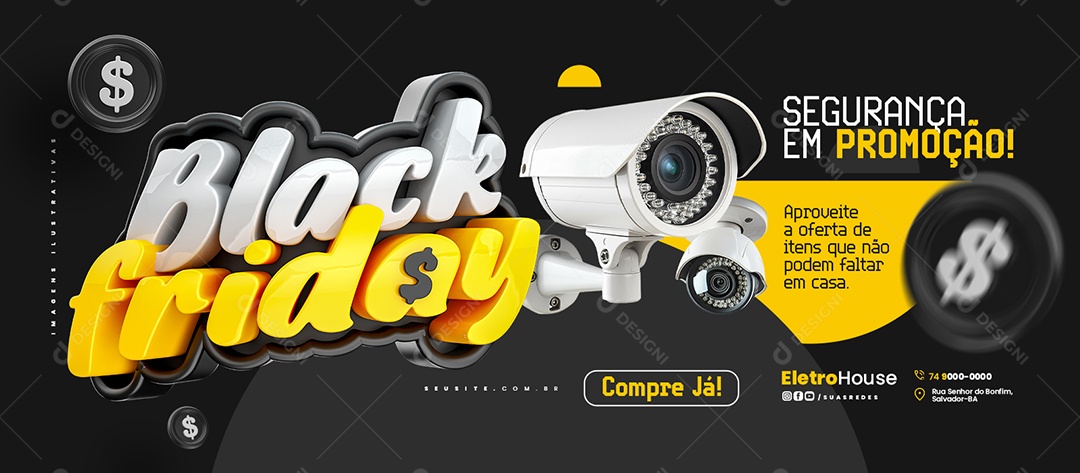 Banner Black Friday Materiais Eletricos Segurança Em Promoção Social Media PSD Editável