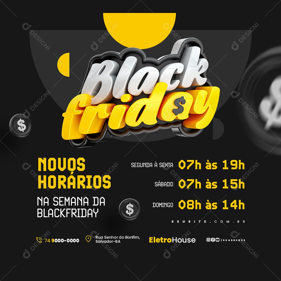 Loja de Materiais Elétricos Novos Horários Social Media PSD Editável