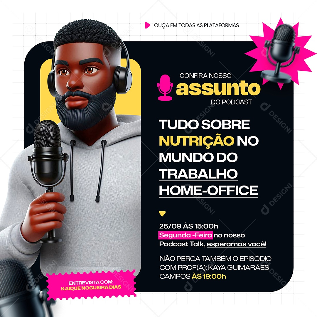 Podcast Tudo Sobre Nutrição Social Media PSD Editável