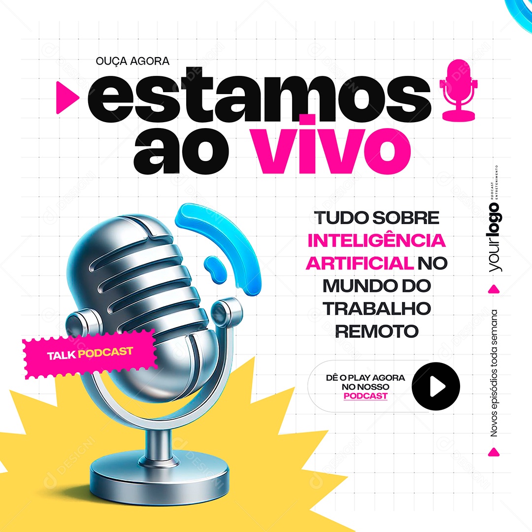 Podcast Estamos Ao Vivo Media PSD Editável