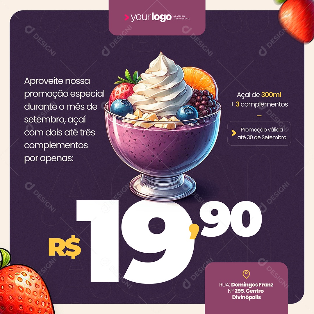 Açaiteria Aproveite Nossa Promoção Especial Social Media PSD Editável