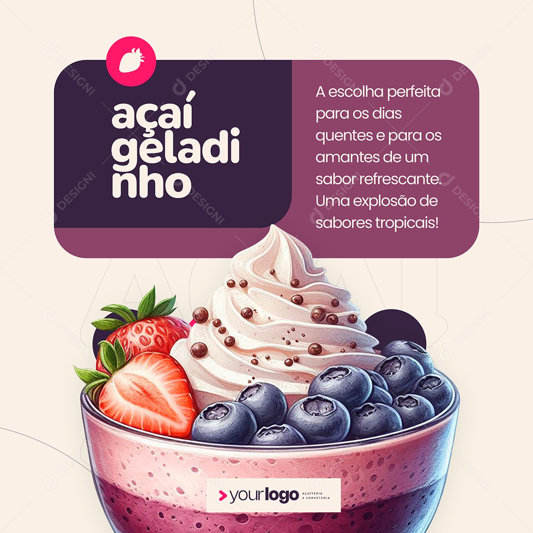 Açaiteria Açai Geladinho Social Media PSD Editável