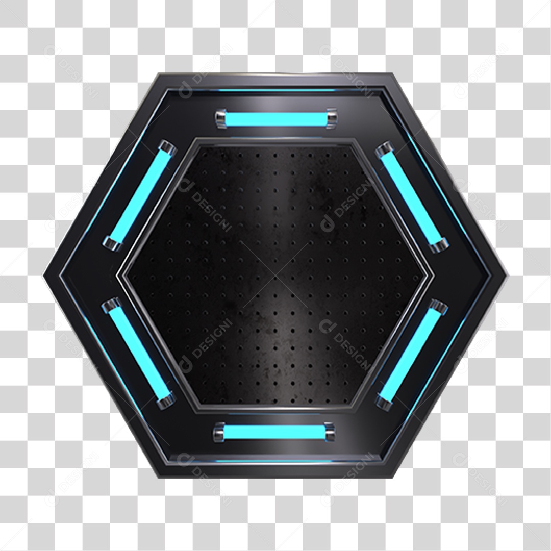Painel Preto Metal com Neon Azul PNG Transparente