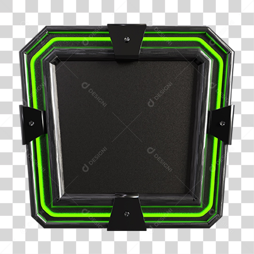 Painel Preto de Metal com Led Neon Verde PNG Transparente