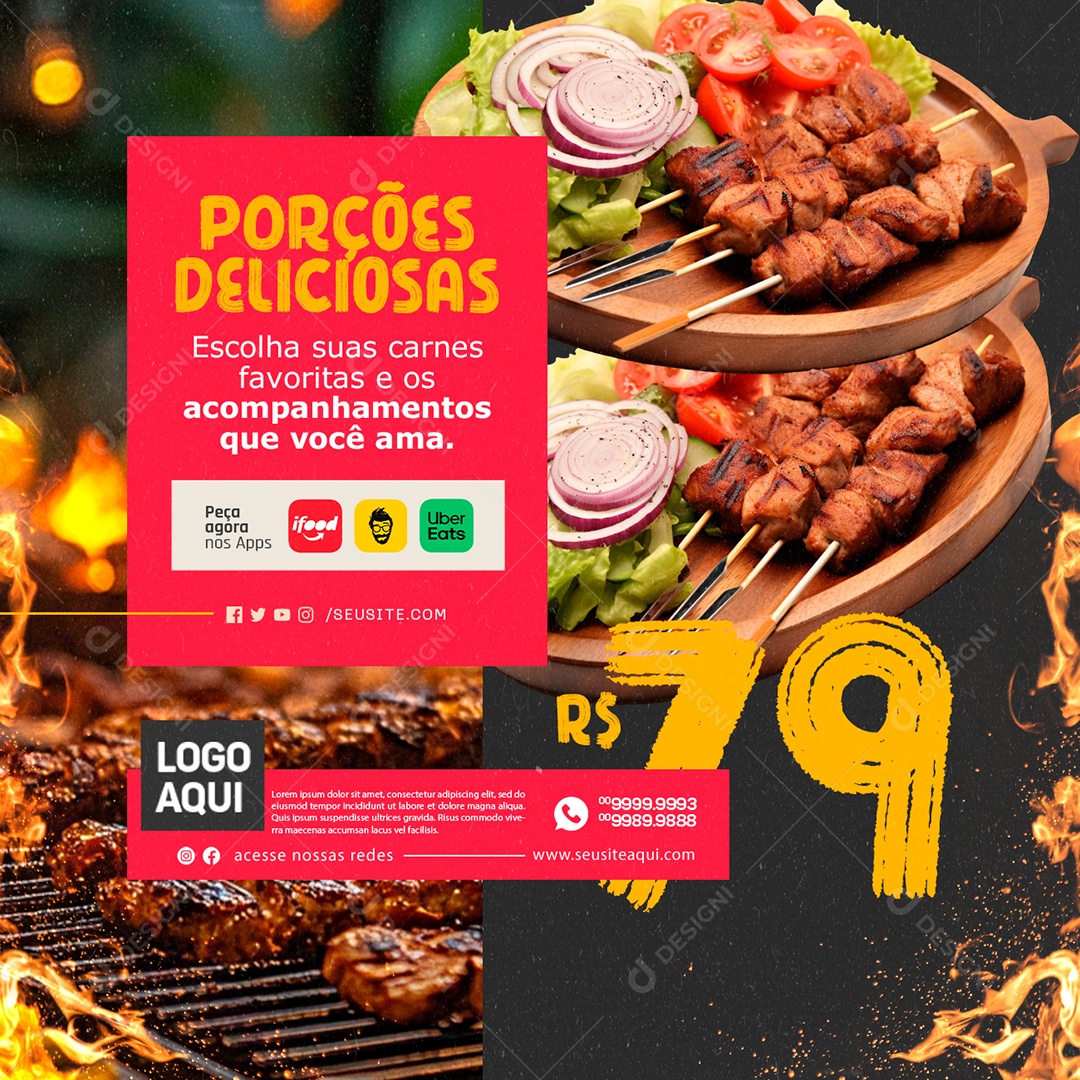 Churrascaria Proções Deliciosas Social Media PSD Editável