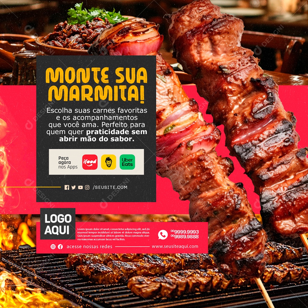Churrascaria Monte Sua Marmita Social Media PSD Editável