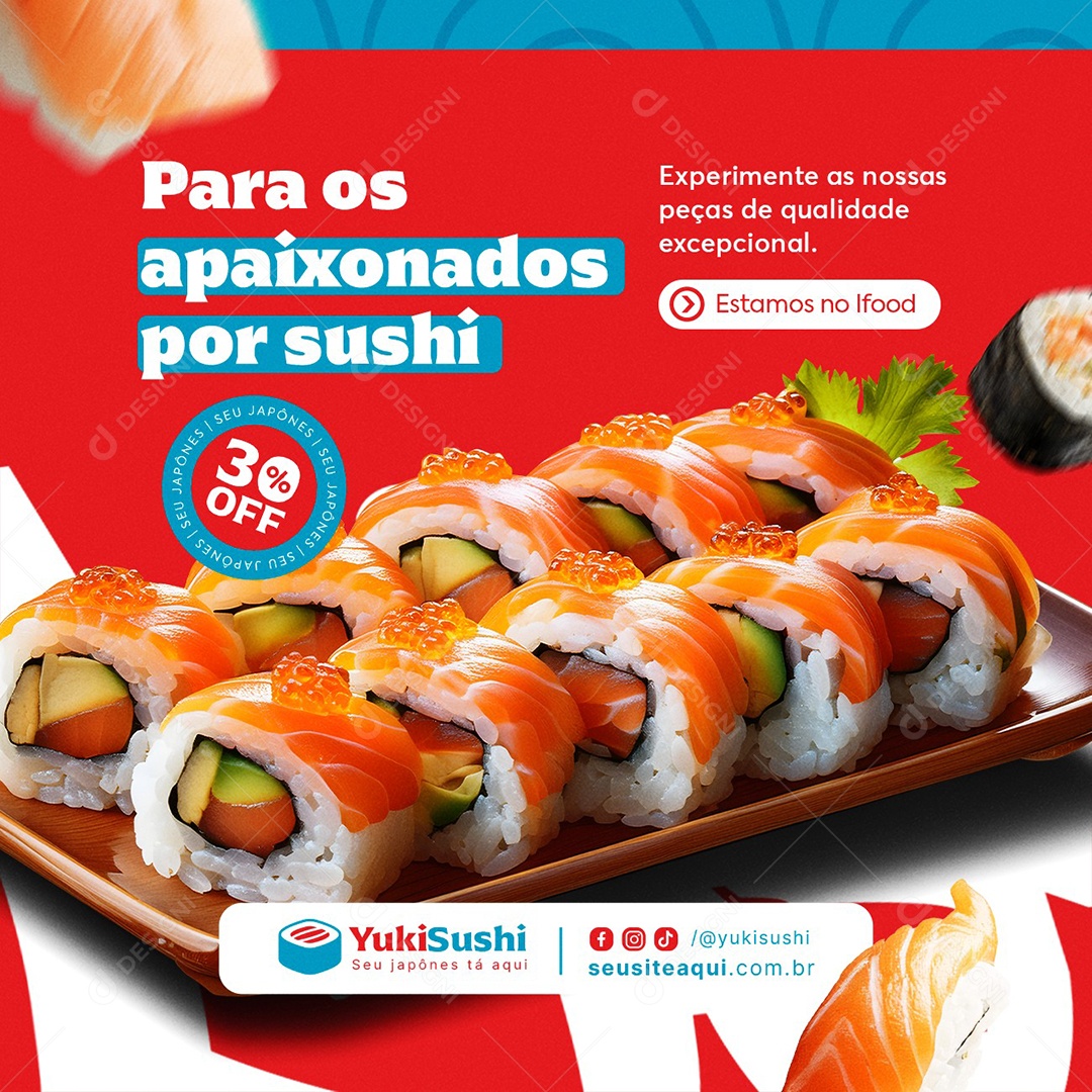 Comida Japonesa Para os Apaixonados Por Sushi Social Media PSD Editável