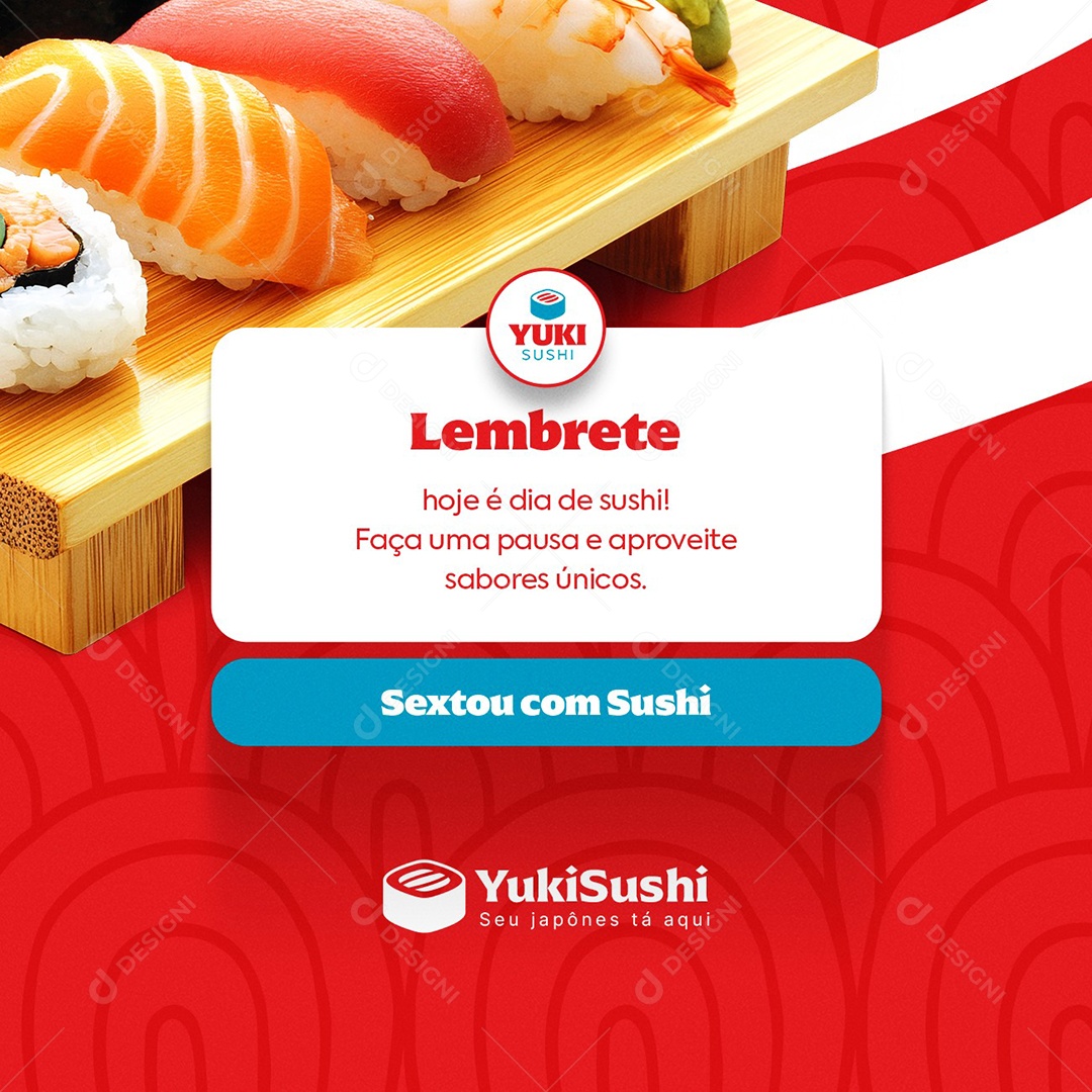Comida Japonesa Lembrete Social Media PSD Editável