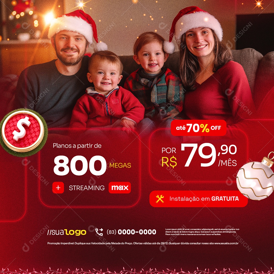 Provedor de Internet Natal Social Media PSD Editável