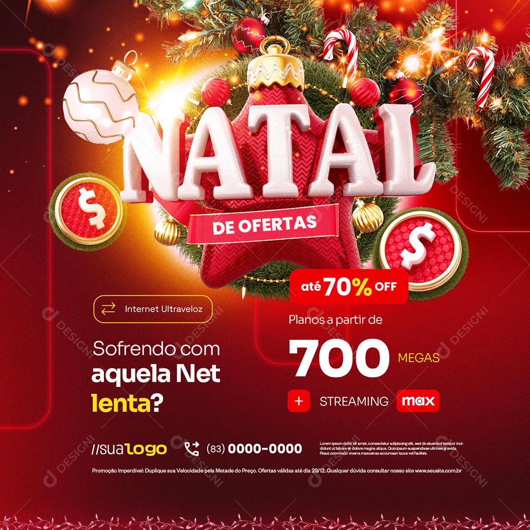Internet Natal de Ofertas Social Media PSD Editável