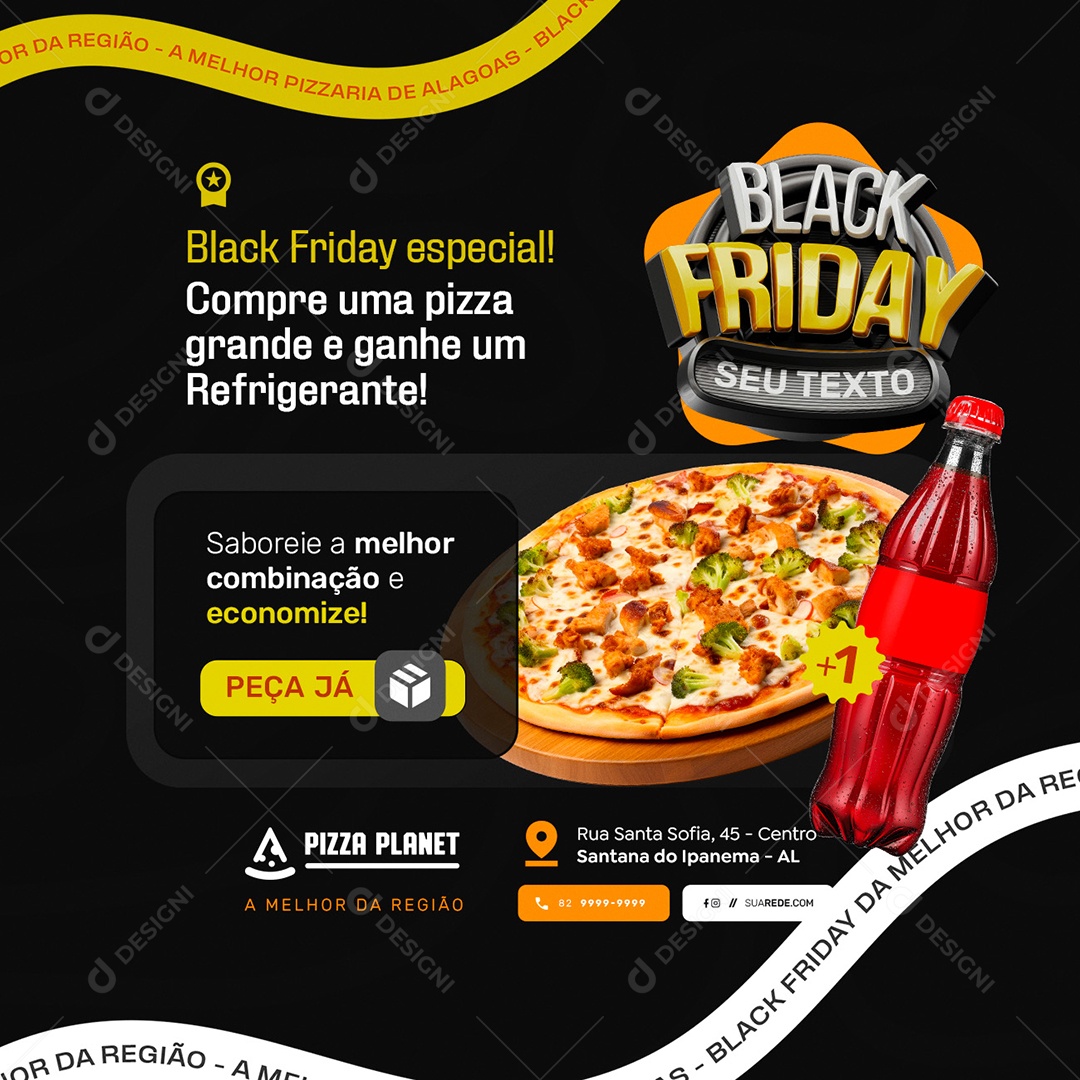 Pizzaria Black Friday Especial Social Media PSD Editável