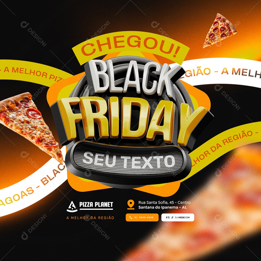 Pizzaria Chegou Black Friday Social Media PSD Editável
