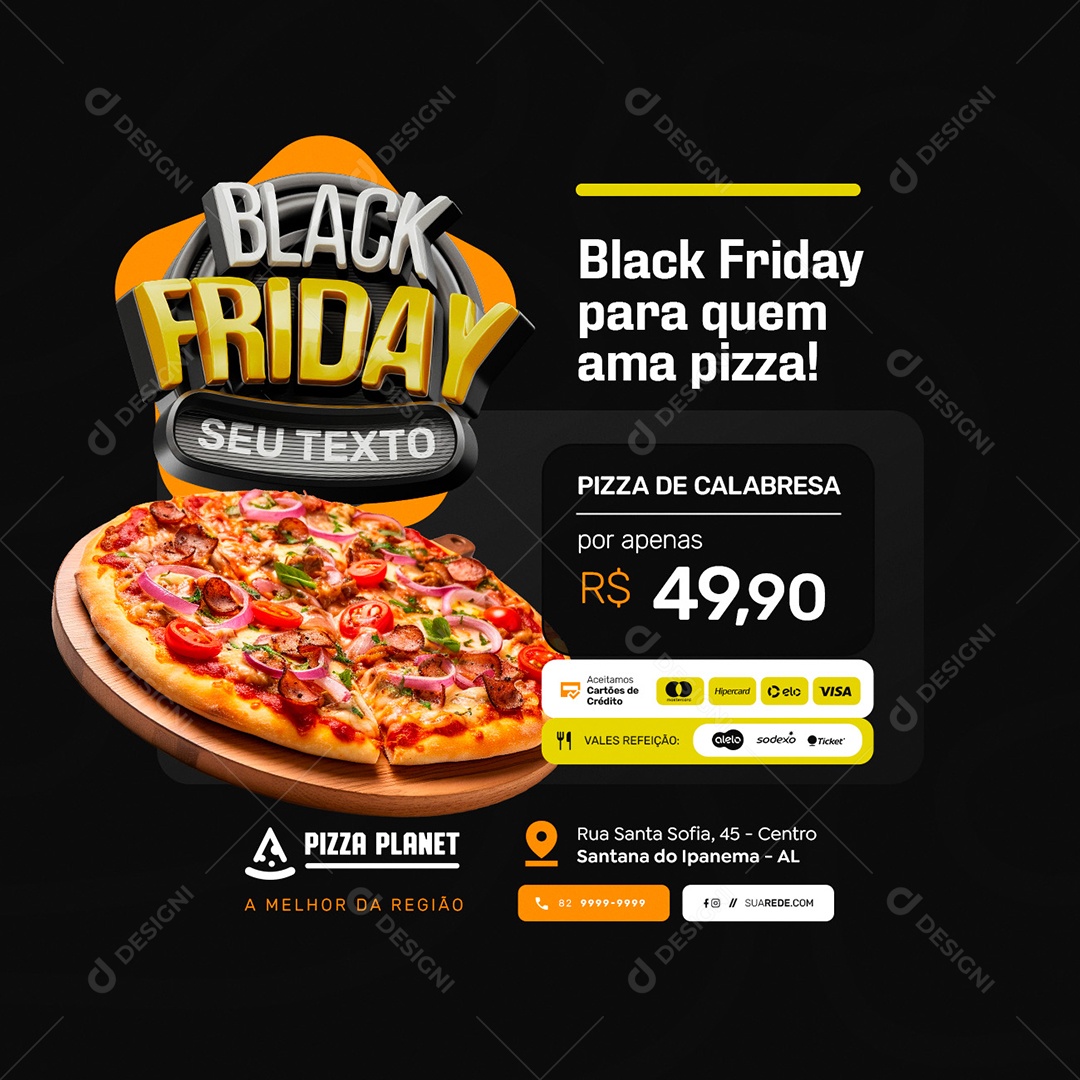 Pizzaria Social Black friday Media PSD Editável